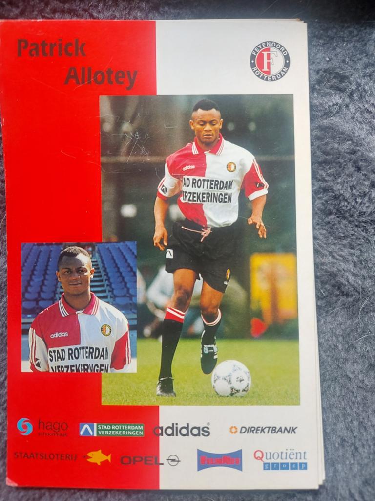 Feyenoord Spelerskaart Patrick Allotey (1996-1997), Ophalen of Verzenden