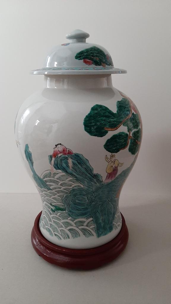 Chinese vaas/ dekselpot midcentury 50 cm, Antiek en Kunst, Ophalen of Verzenden