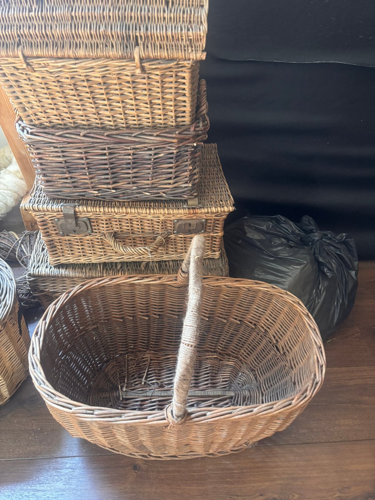 Brocante rieten manden, Ophalen of Verzenden, Zo goed als nieuw, Rond, Riet