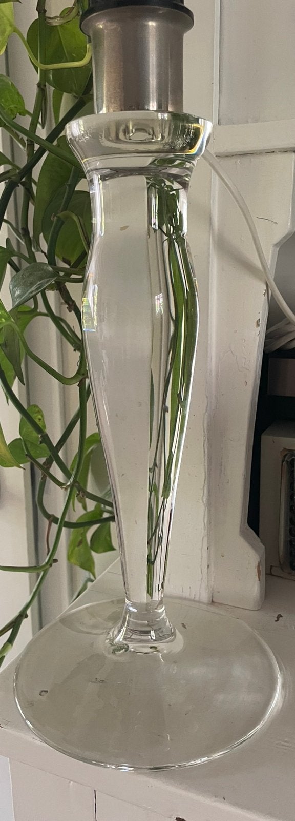 Vintage glas-kristal lampvoet, Huis en Inrichting, Lampen | Tafellampen, Ophalen of Verzenden, Gebruikt, Glas, Vintage