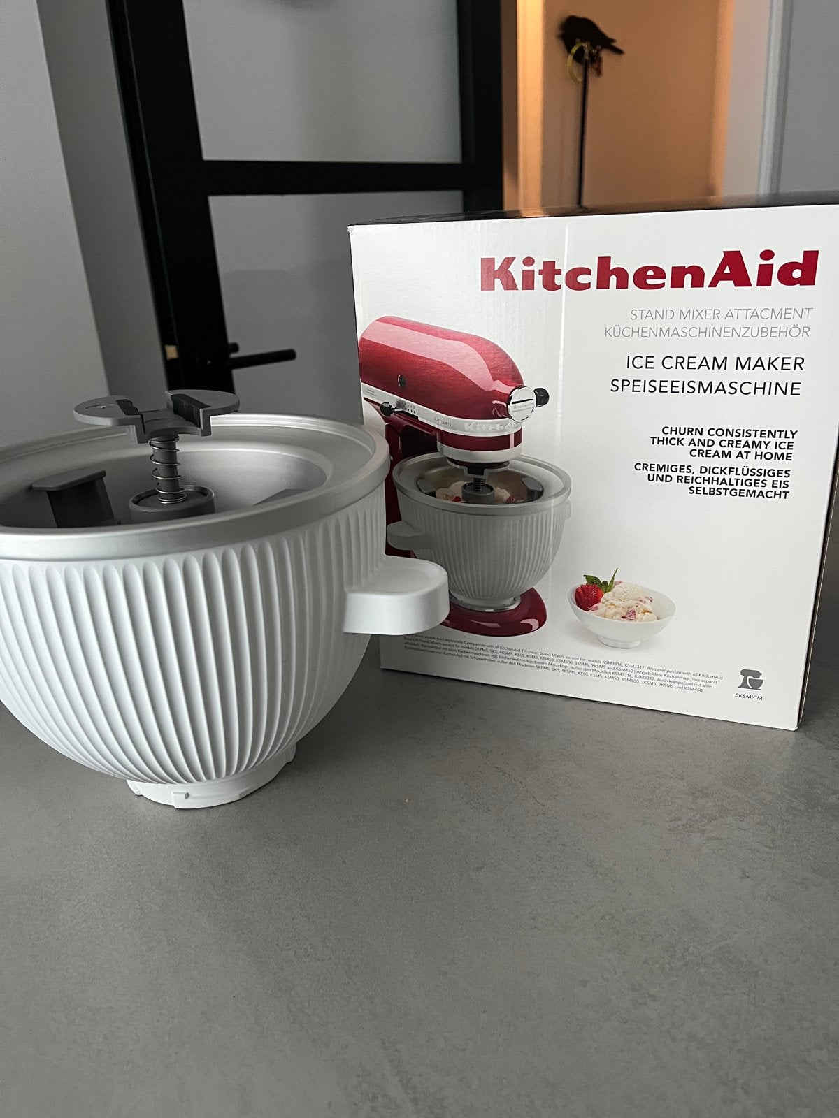 KitchenAid IJsmaker Opzetstuk voor Keukenrobot, 1 tot 2 liter, Ophalen of Verzenden, Zo goed als nieuw, 1 snelheid