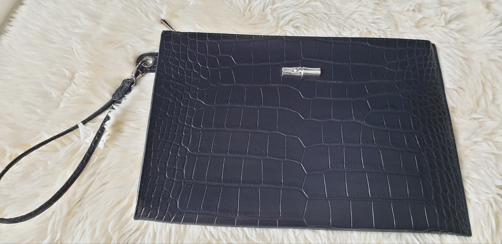 Longchamp zwarte clutch, Sieraden, Tassen en Uiterlijk, Tassen | Damestassen, Verzenden, Nieuw, Zwart, Avondtasje