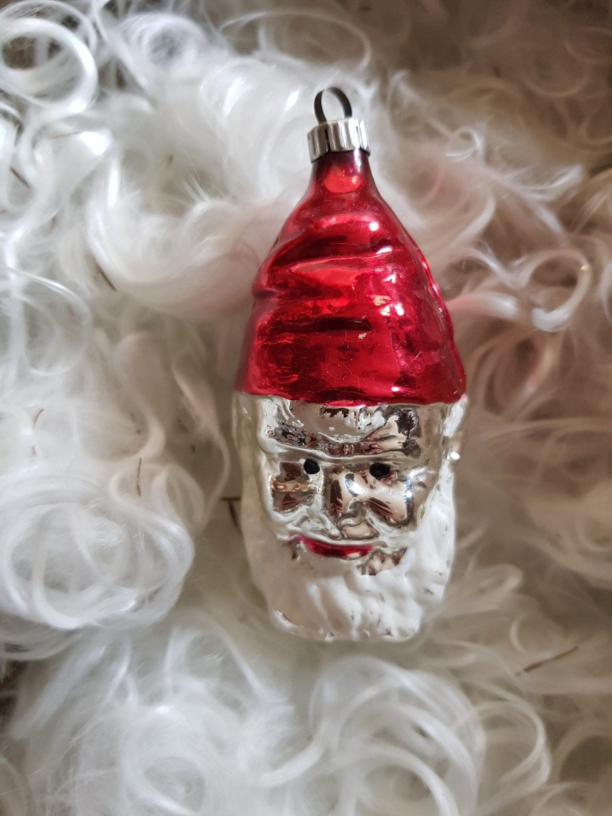 oude kerstbal kerstman gezicht, Ophalen of Verzenden, Zo goed als nieuw