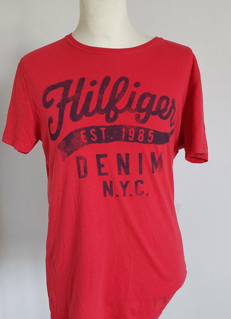 Tommy Hilfiger shirt in maat M., Rood, Verzenden, Maat 48/50 (M), Gedragen
