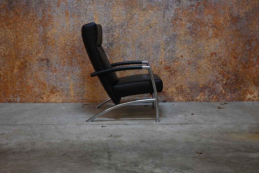 ZGANieuw zwarte leren Leolux Helical design fauteuil, Huis en Inrichting, Leolux, Leolux, 75 tot 100 cm, Ophalen of Verzenden