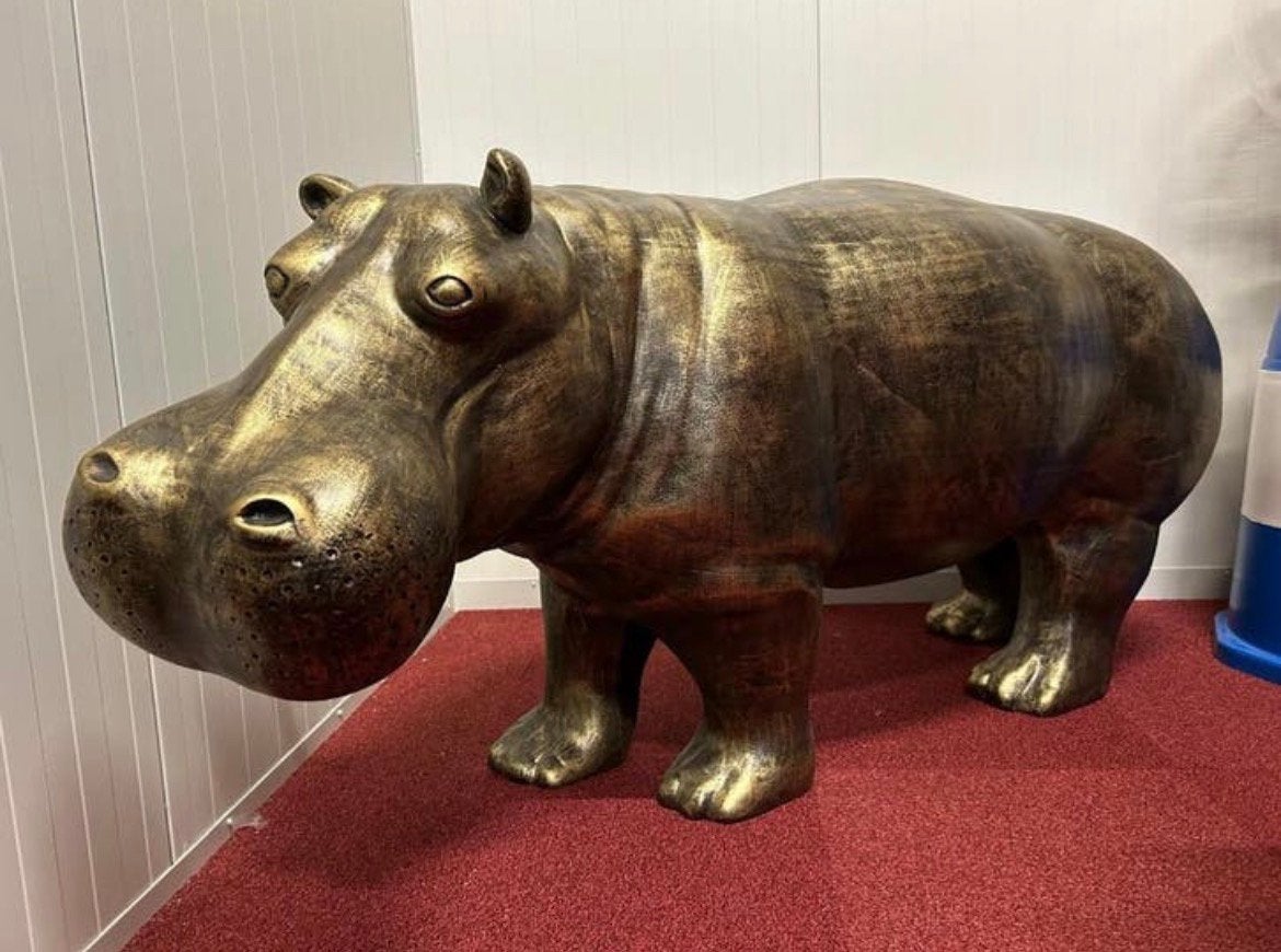 Gouden nijlpaard Deco XXL, Ophalen, Nieuw, Wild dier, Beeldje of Figuurtje