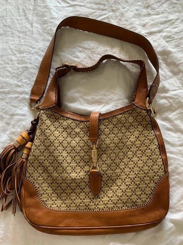 Vintage Gucci Jackie medium bag, Verzenden, Zo goed als nieuw, Beige, Handtas