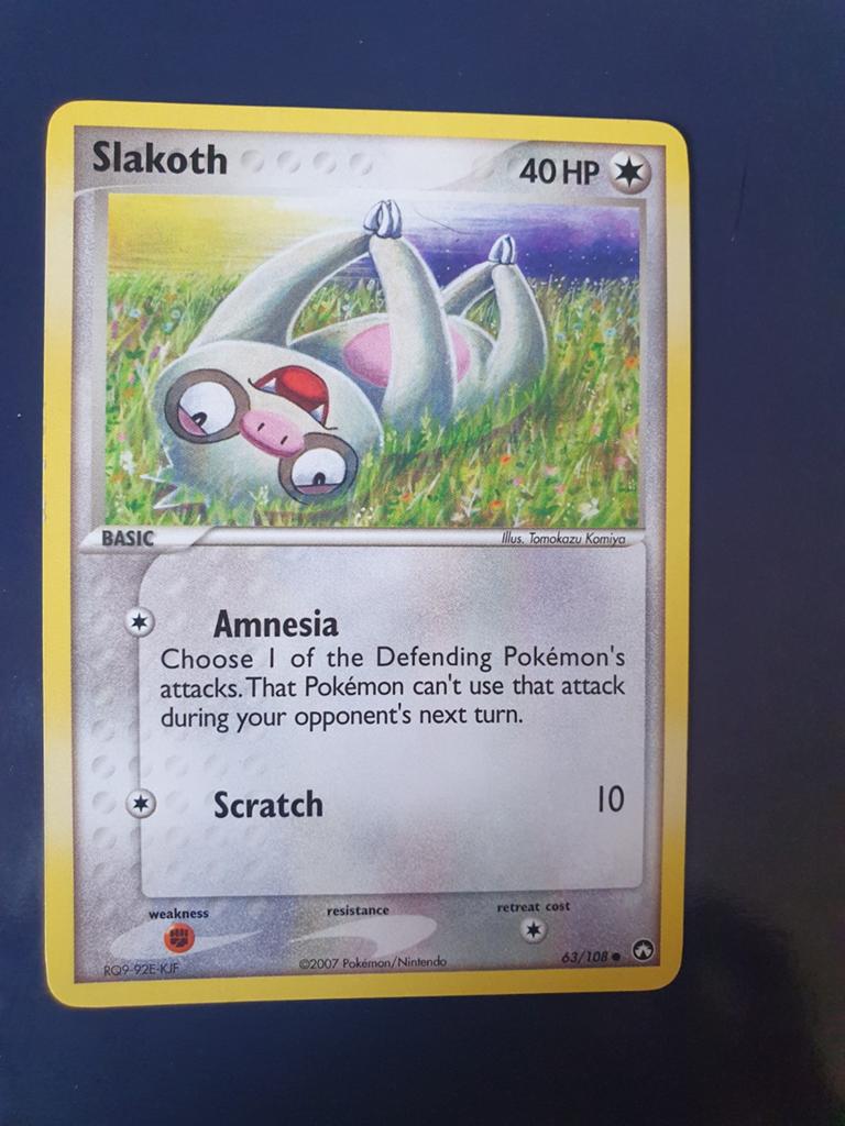 Slakoth Pokémon Kaart 40 HP Basic 63/108 (2007), Ophalen of Verzenden, Gebruikt, Losse kaart