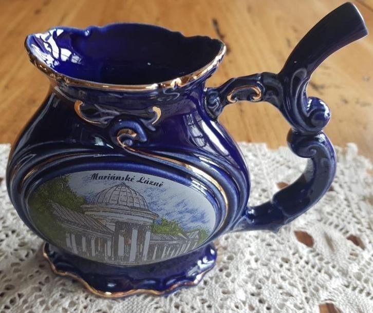 Grote Tjechische blauwe tuitbeker, kuuroord Marianske Lazne, Ophalen of Verzenden
