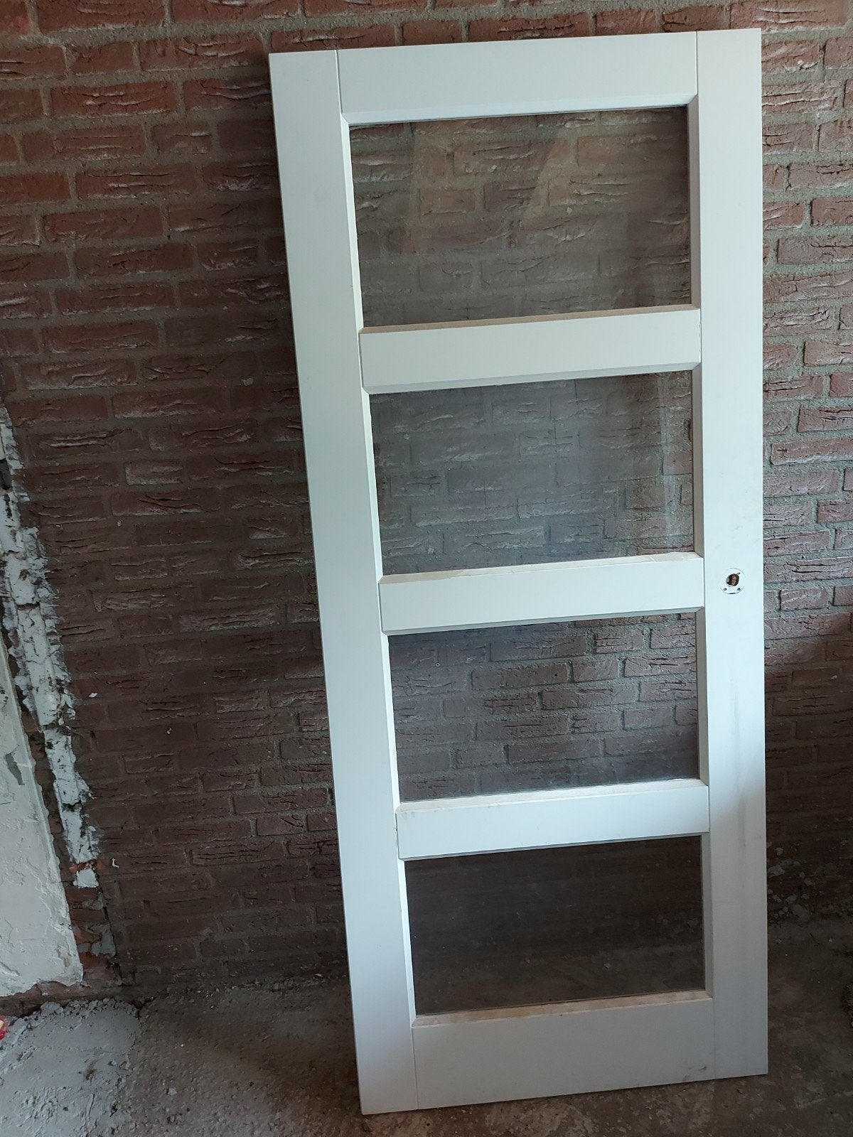 Witte binnendeur met glaspanelen, 201x83cm, Gebruikt, 80 tot 100 cm, Binnendeur, Ophalen of Verzenden