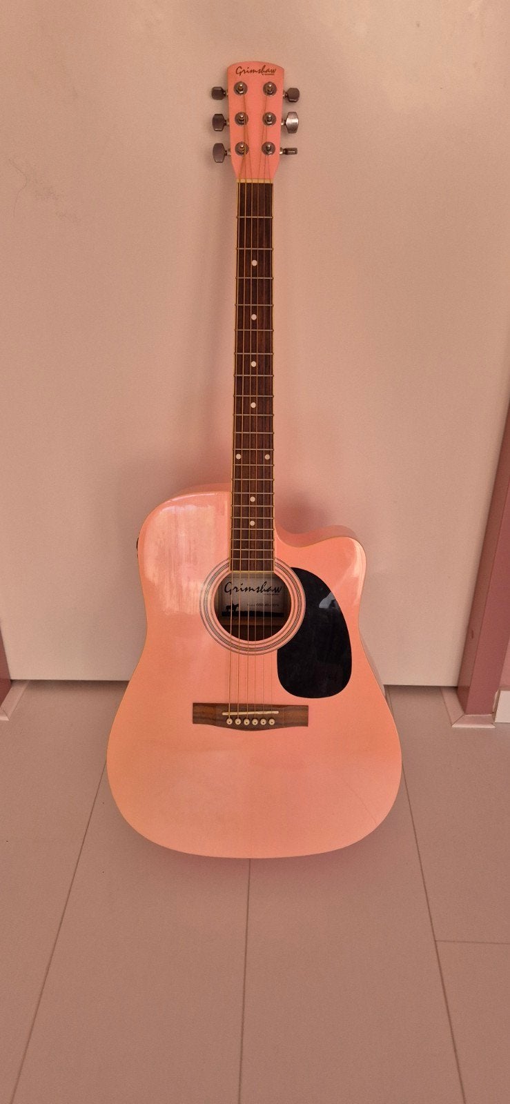 Grimshaw akoestisch elektrische gitaar roze GSD-60-CEP, Muziek en Instrumenten, Ophalen