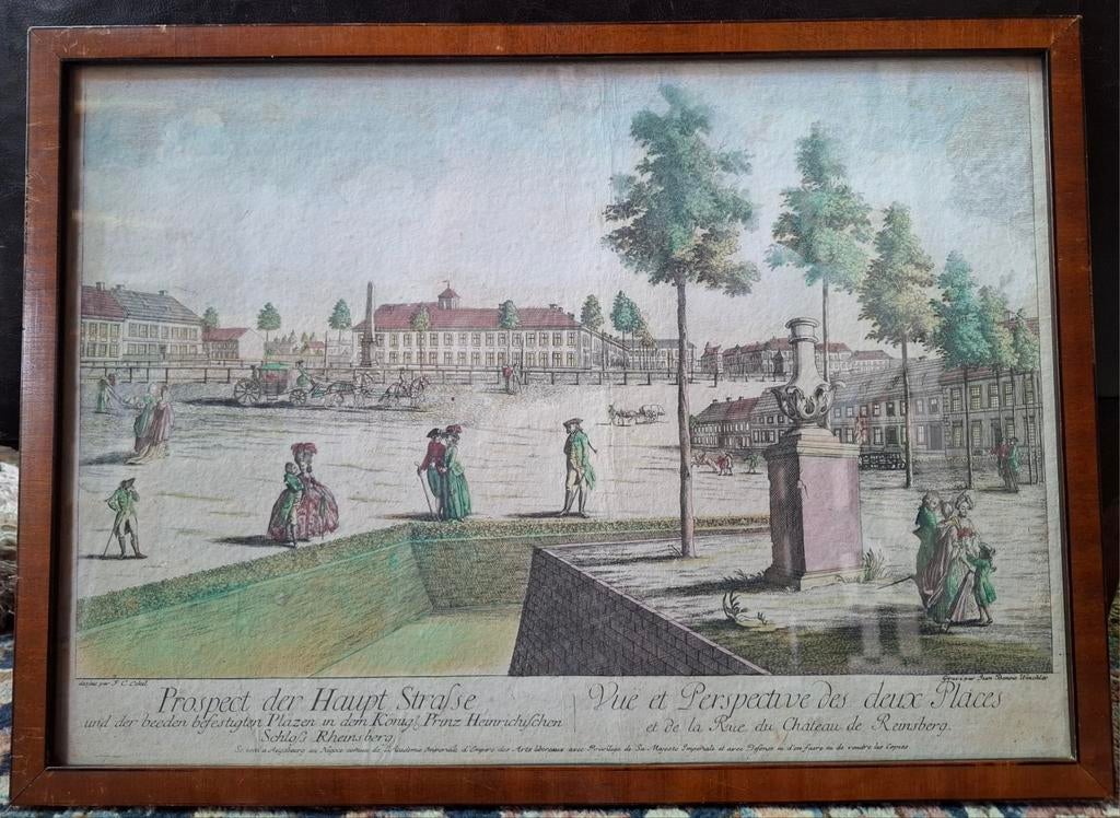 Jean Benoit Winckler - Kasteel Rheinberg - gravure - ca.1760, Antiek en Kunst, Kunst | Etsen en Gravures, Ophalen of Verzenden