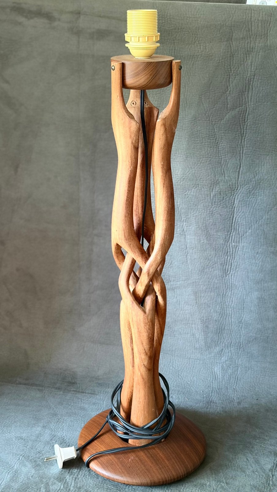 Deens design handgemaakte  houten tafellamp, Huis en Inrichting, Lampen | Tafellampen, 68 cm, Schemerlamp, Gebruikt, Handgemaakt