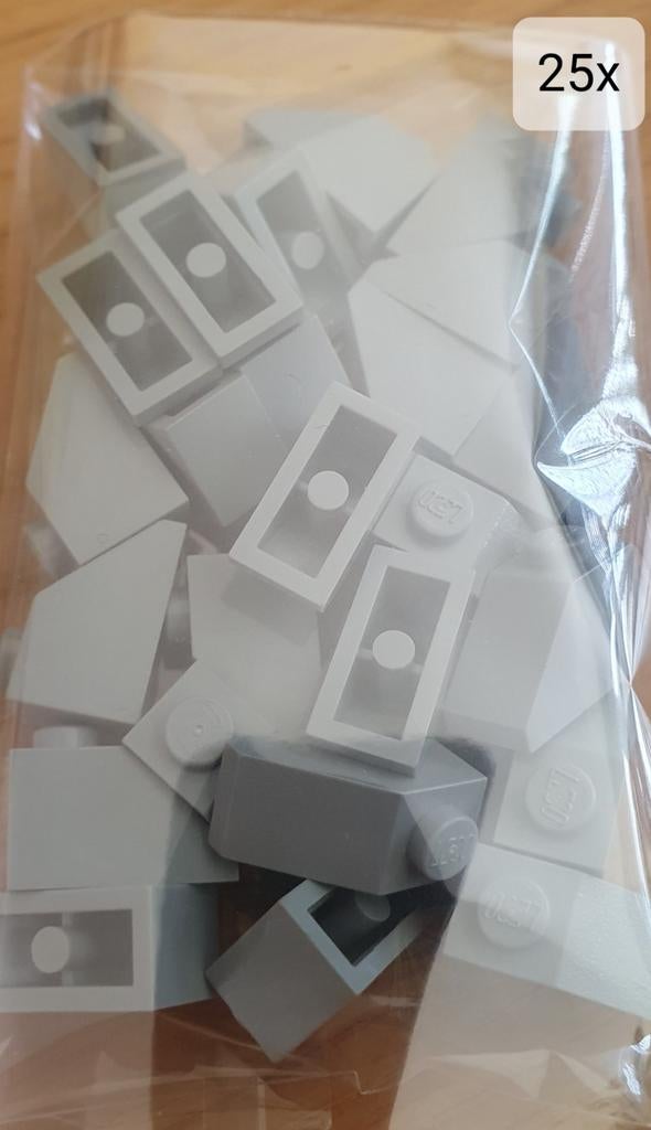 25x LEGO grijze stenen, Gebruikt, Inclusief extra onderdelen, Lego, Ophalen of Verzenden