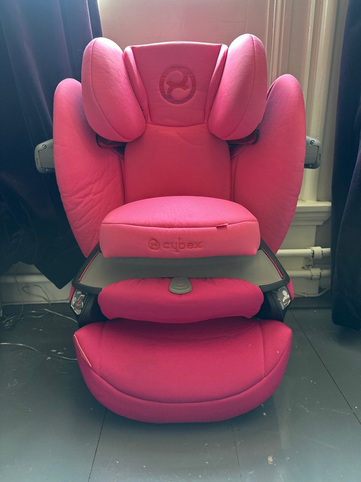 Cybex Pallas S-fix autostoel roze inclusief isofix base, Autogordel of Isofix, Gebruikt, 15 t/m 36 kg, Verstelbare rugleuning