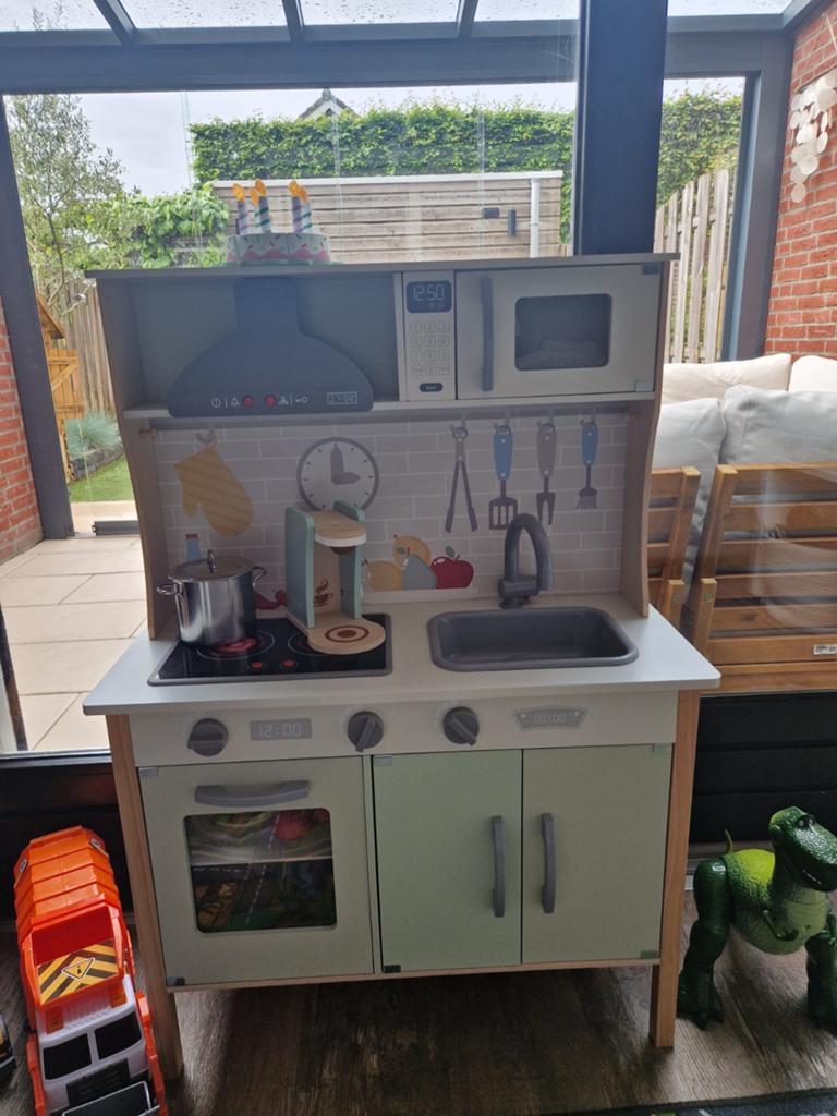 Houten speelkeuken met accessoires, Ophalen, Zo goed als nieuw, Hout, Speelkeuken