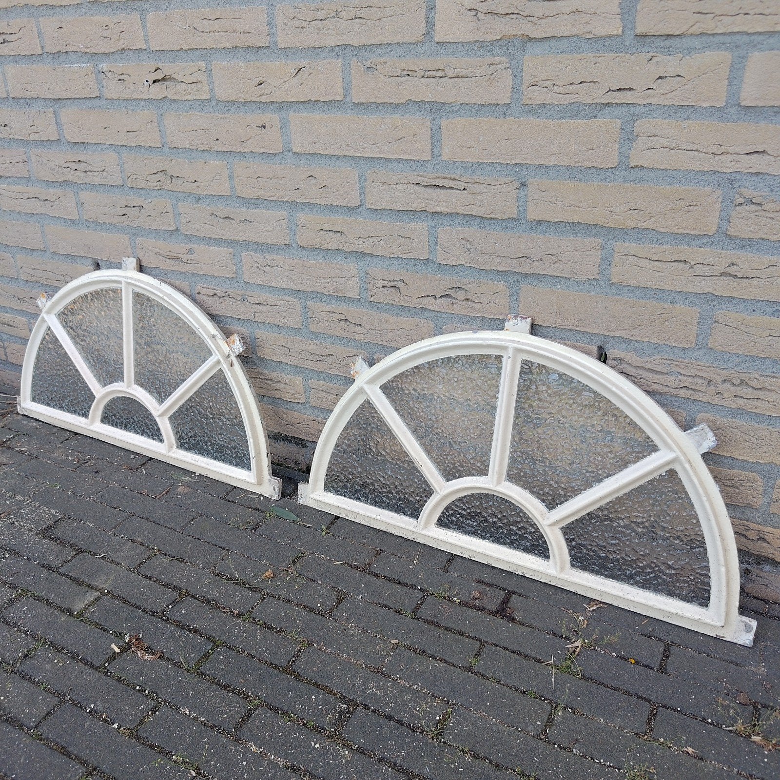 2 raampjes gietijzer met privacy glas, Gevelraam of Ruit, Gebruikt, Minder dan 80 cm, Minder dan 80 cm