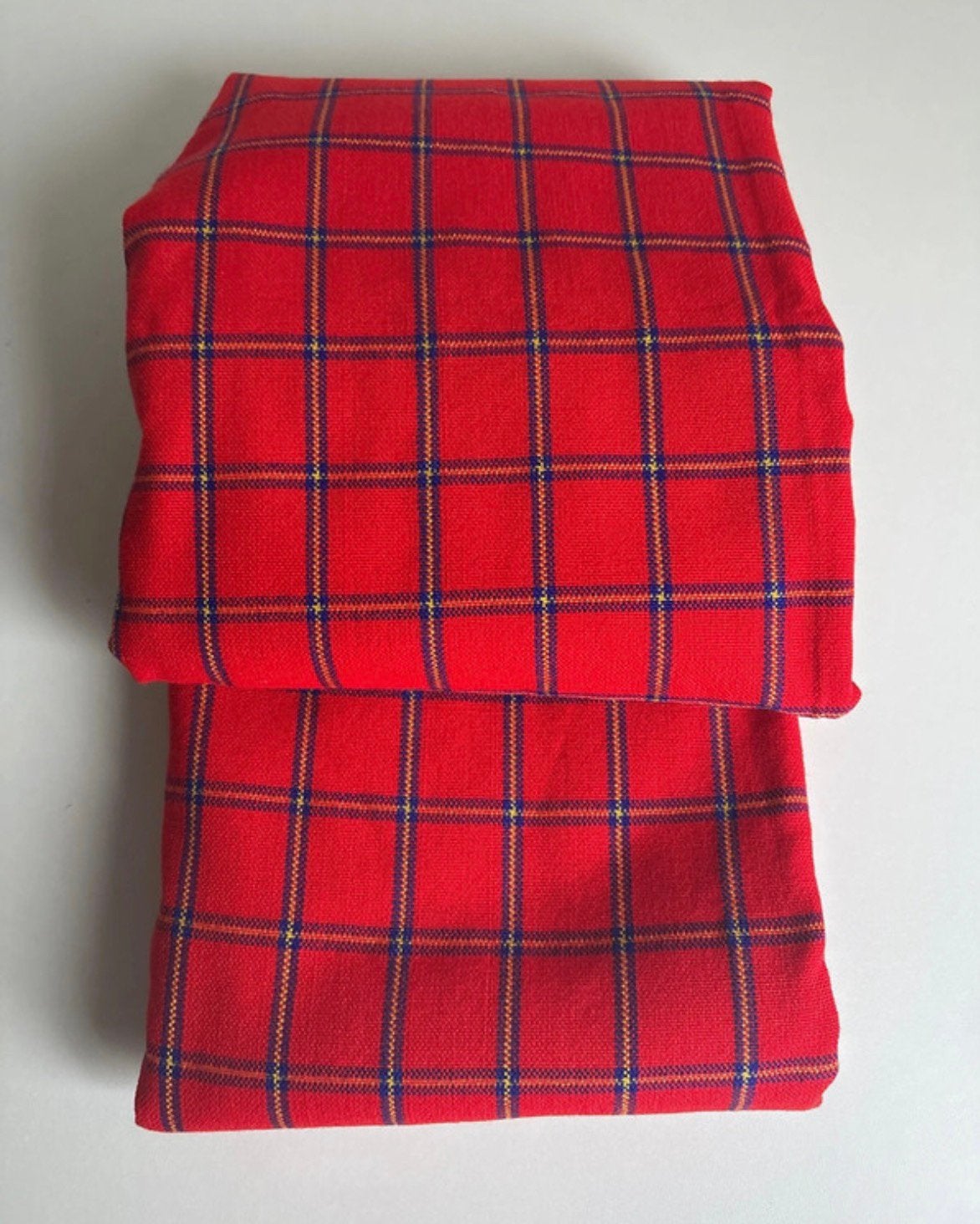 Traditionele Masai Shuka deken, geproduceerd Butterfly, Rood, Woondeken, Handgemaakt, Acryl