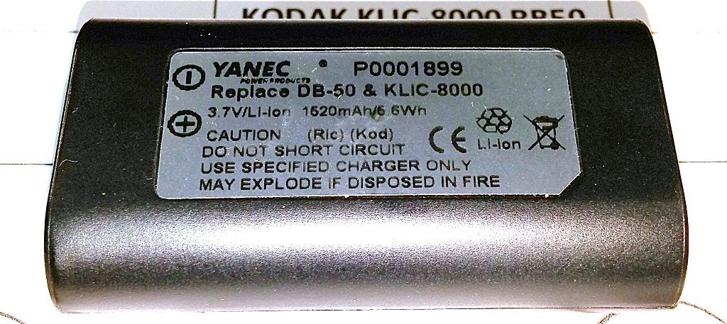 YANEC KODAK CS-KLIC-8000 3.7V 1.620A Ricoh Caplio DB-50 Accu, Ophalen of Verzenden, Nieuw, Oplaadbaar
