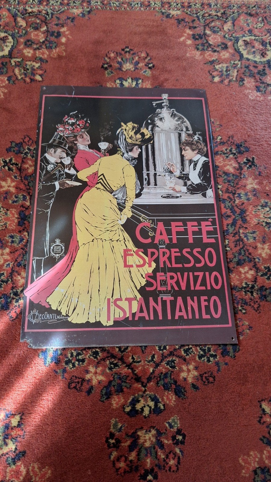 Vintage metalen reclamebord Caffè Espresso 40x60 cm, Antiek en Kunst, Ophalen of Verzenden