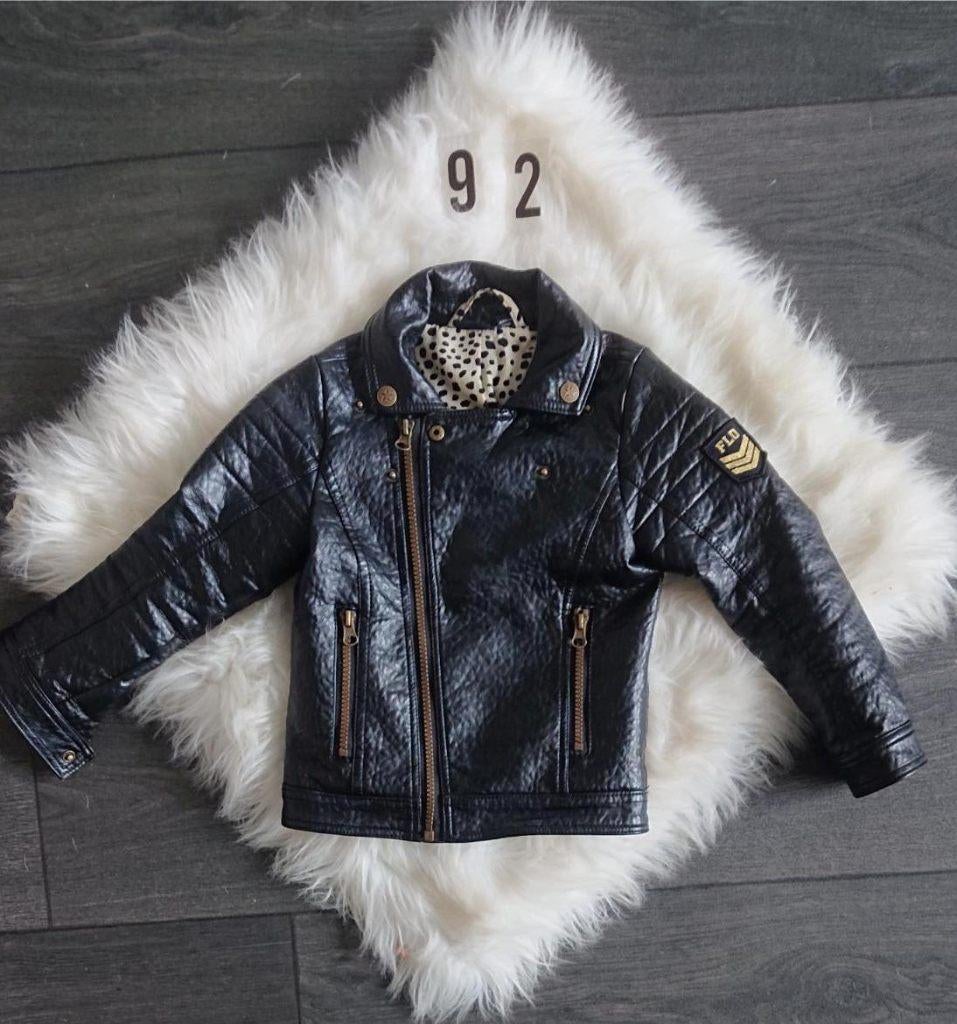 Zwart leather look jack luipaardprint Like Flo maat 92, Meisje, Ophalen of Verzenden, Zo goed als nieuw, Like flo