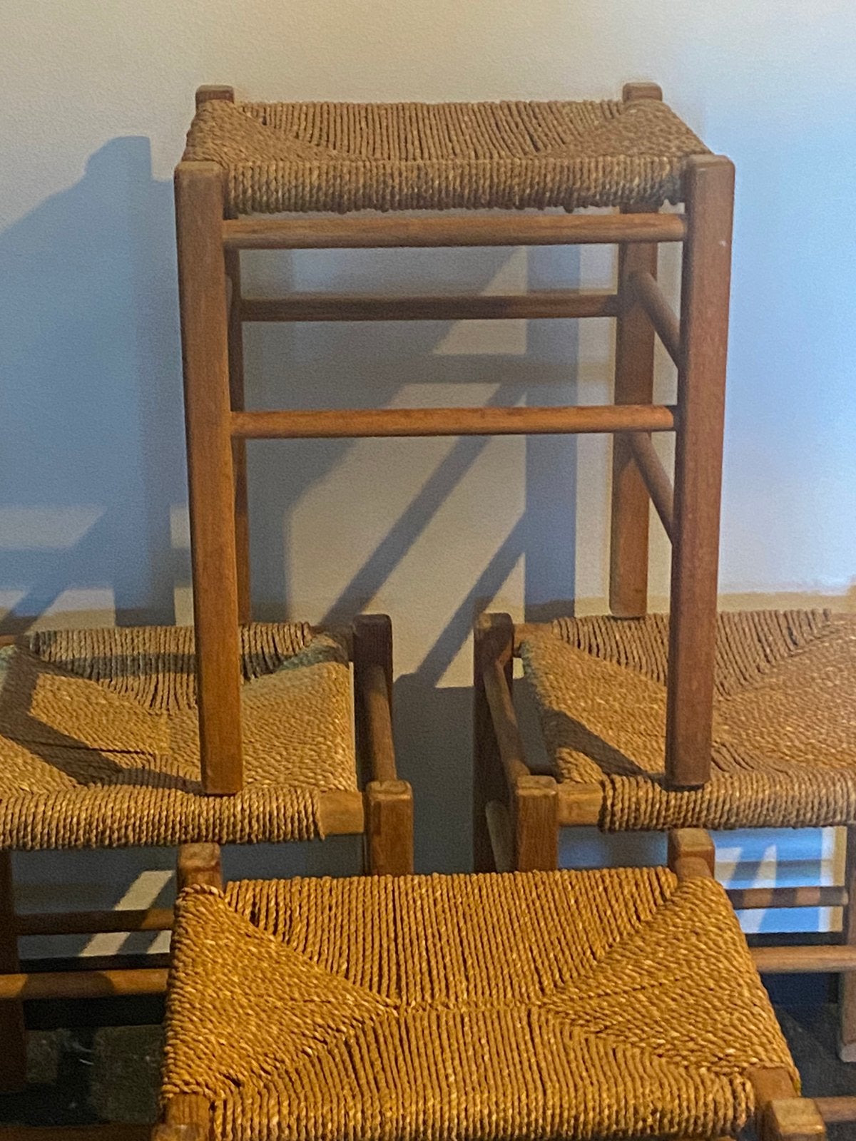 Prachtige Vintage Krukjes met Biezen Zitting, Ophalen of Verzenden