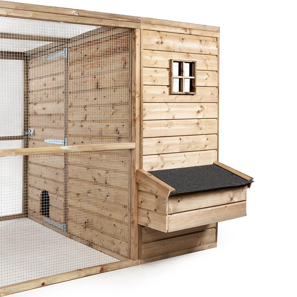 Houten Kippenren met groot nachthok en legnest | 448 x 179 x, Dieren en Toebehoren, Ophalen of Verzenden