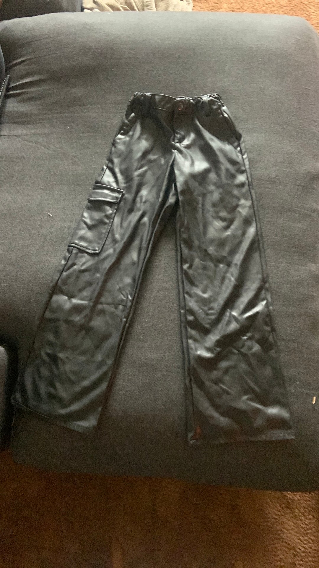 Zwarte leren broek maat 146, Kinderen en Baby's, Ophalen of Verzenden, Zo goed als nieuw, Meisje, Broek