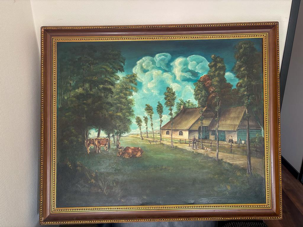 Prachtige schilderij boerderij met koeien, Ophalen