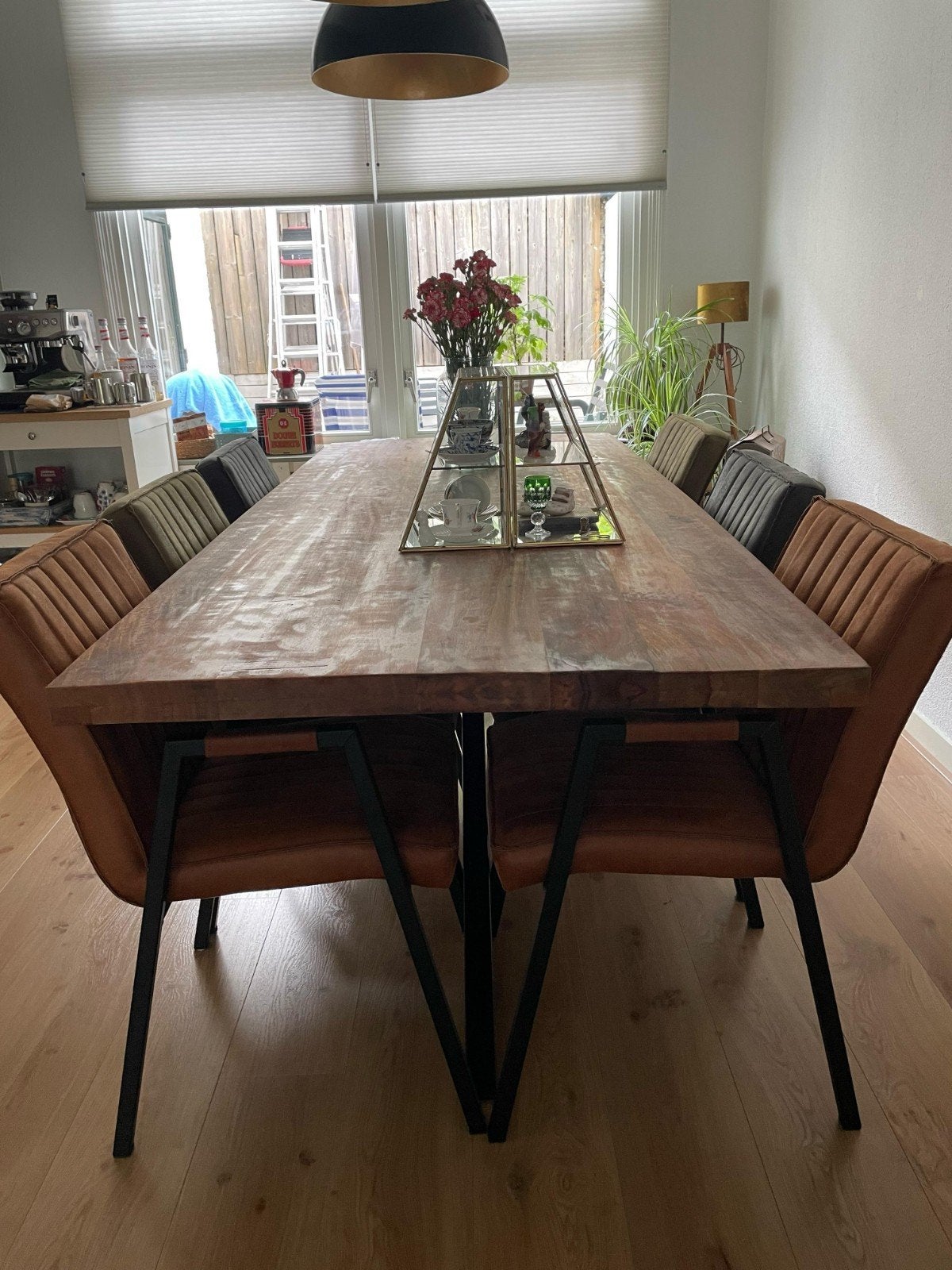 Z.G.A.N Mooie mangohouten eettafel met 6 stoelen., Ophalen, 4 tot 6 stoelen