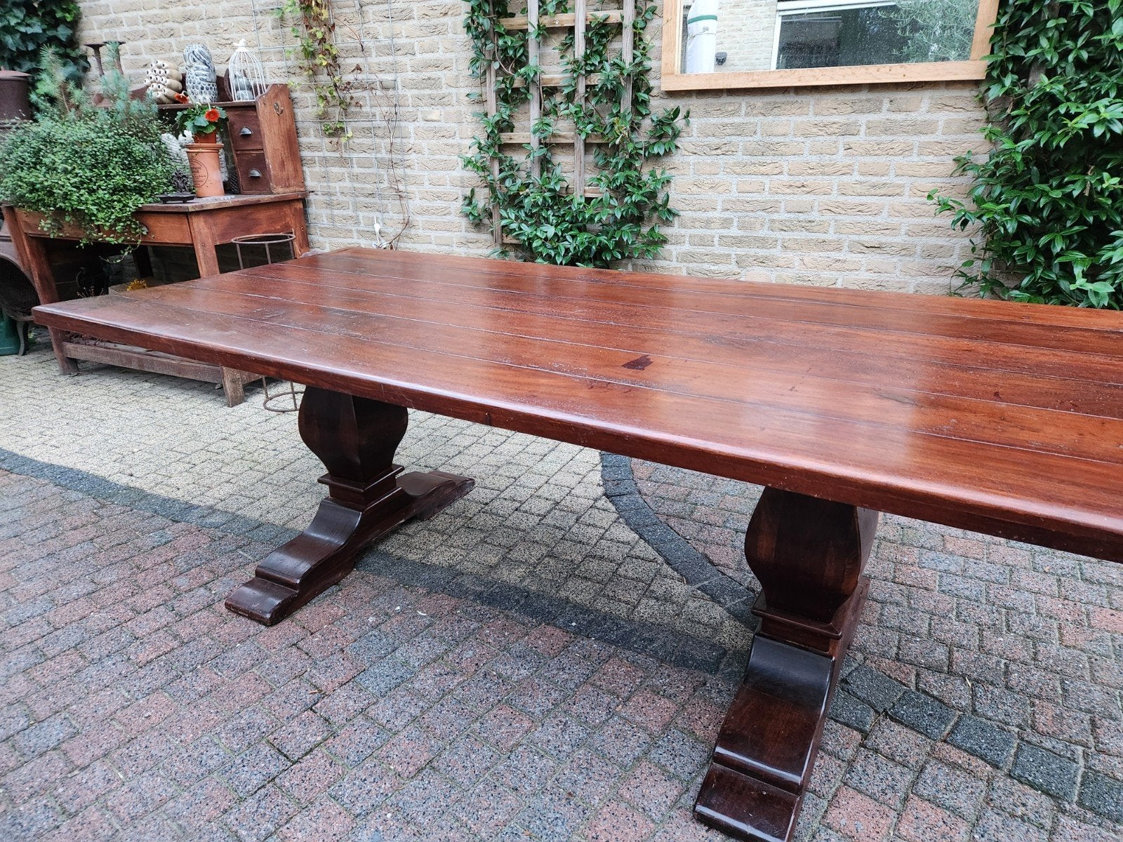 Klostertafel, grote eettafel, mahoniebruin, Huis en Inrichting, Ophalen, Gebruikt, 200 cm of meer, 50 tot 100 cm