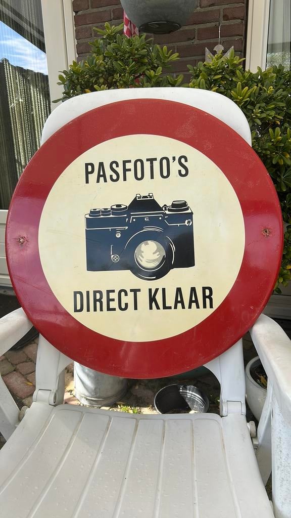 Metalen verkeersbord oud retro. Bieden vanaf 75 euro!, Ophalen, Gebruikt, Reclamebord