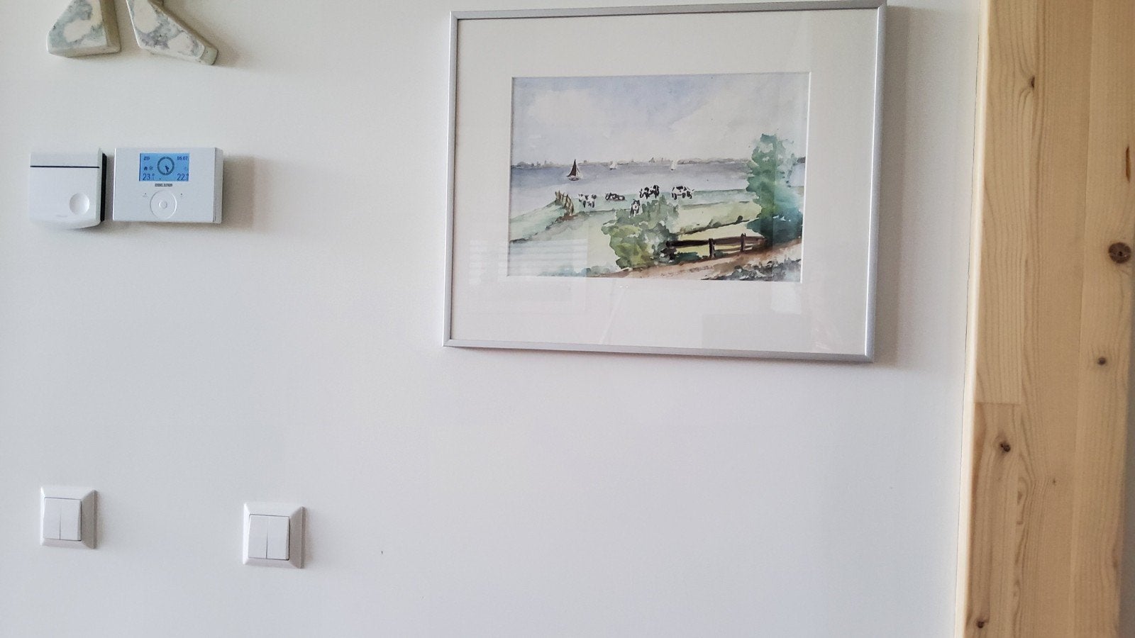 Landschap IJsselmeerdijk, Hoorn, Mijntje van Aarst-Ten Bosch, Antiek en Kunst, Aquarel, Ophalen of Verzenden, Dieren, Achter glas