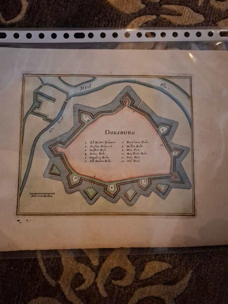 Ets Doesburg Merian ingekleurd, Antiek en Kunst, Ophalen of Verzenden