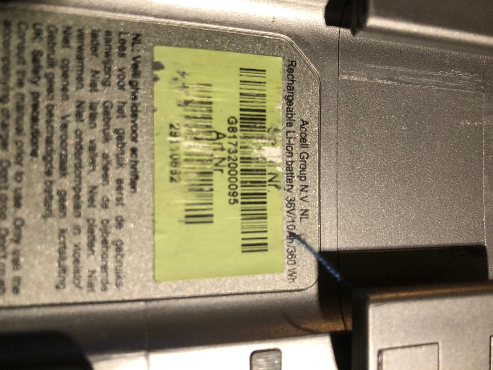 Accu 36 volt li ion ( 36v/10ah/360 watt) + oplader, Ophalen of Verzenden, Gebruikt
