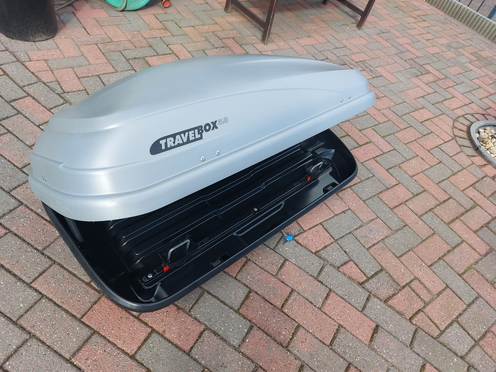 Ruime brede grote Hapro Travelbox 3.0 EF grijze dakkoffer, Ophalen of Verzenden, Zo goed als nieuw