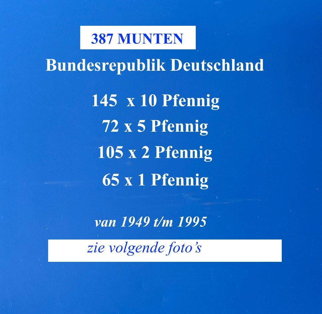 387 Munten: 10Pf  5Pf  2Pf en 1Pf  Brd Duitsland Pfennige, Ophalen, Duitsland, Losse munt