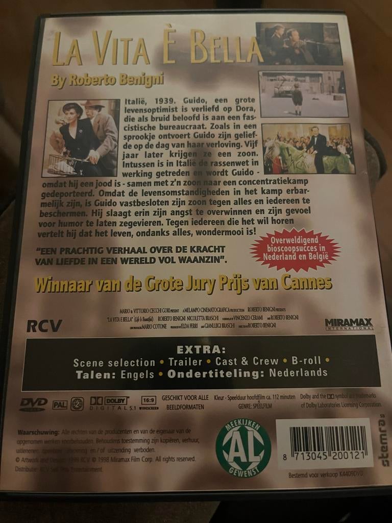 La Vita è Bella (Life Is Beautiful) DVD - Klassieker, Vanaf 12 jaar, Ophalen of Verzenden, Gebruikt, Waargebeurd drama