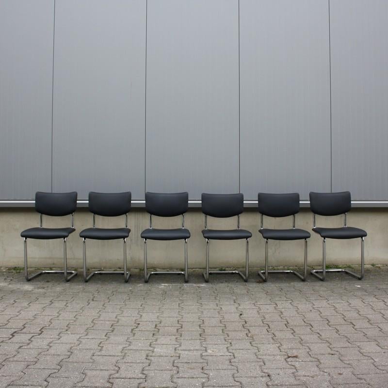 6 Schürgers Design buisframe basic 001 eetkamerstoelen, Ophalen, Gebruikt, -, Zwart