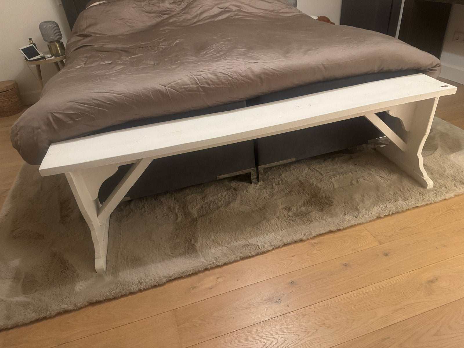 Witte houten bankje - perfect voor slaapkamer of hal, Ophalen
