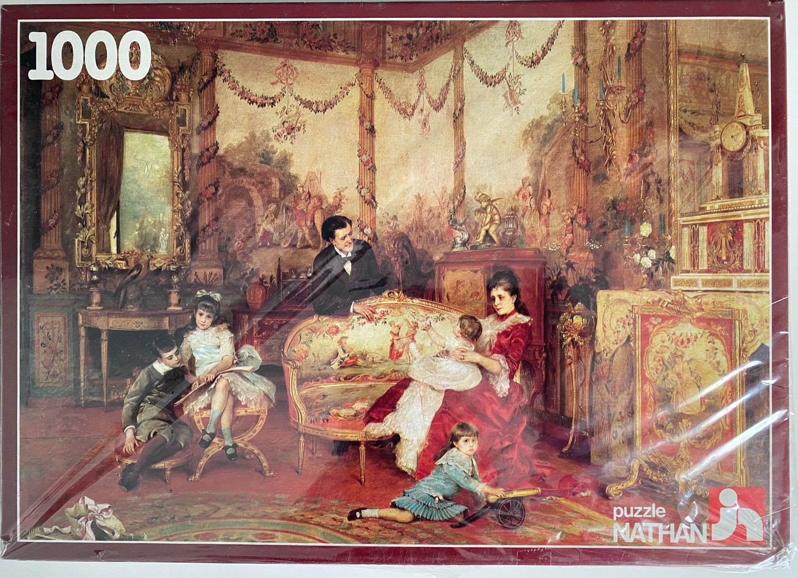 Nathan Puzzel “Familietafereel” 1000 stukjes 1985 Nieuw, Ophalen of Verzenden, 500 t/m 1500 stukjes, Nieuw, Legpuzzel