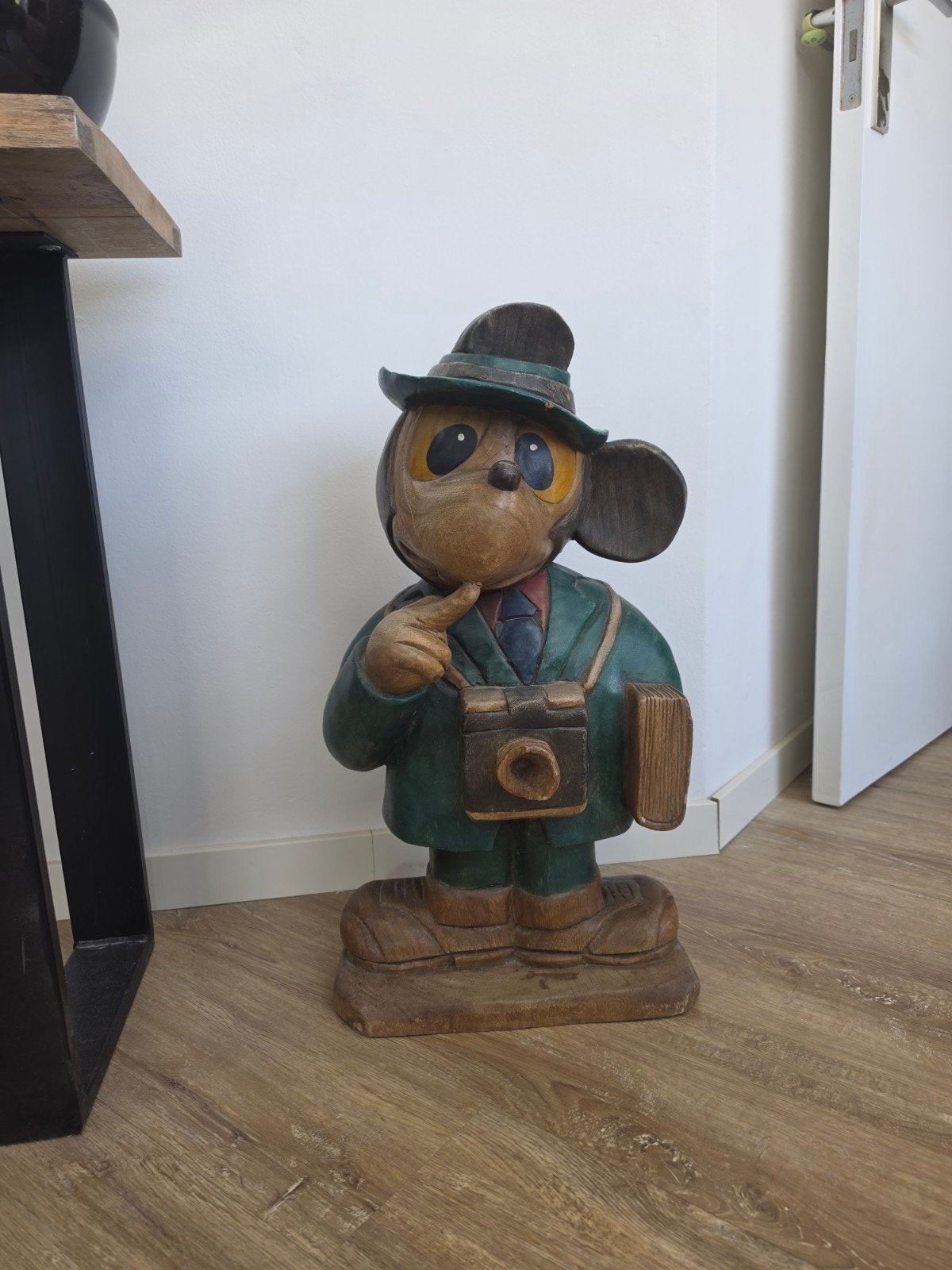 Groot houten Mickey Mouse beeld, Ophalen, Overige onderwerpen, Houtsnijwerk, 50 - 100 cm
