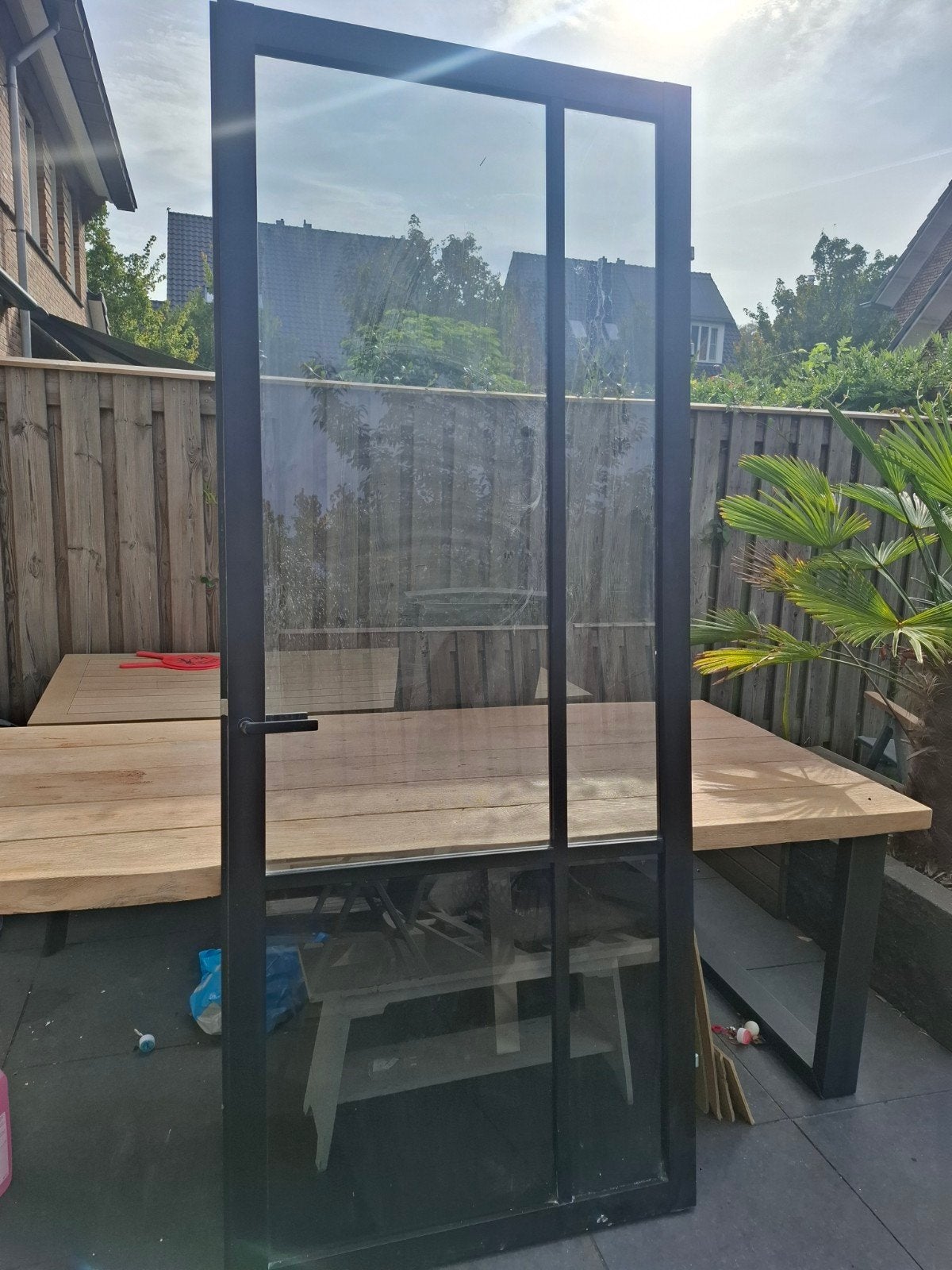 Houten staallook opzet binnendeur met rookglas. Afmeting is, Ophalen, Gebruikt, 80 tot 100 cm, 215 cm of meer