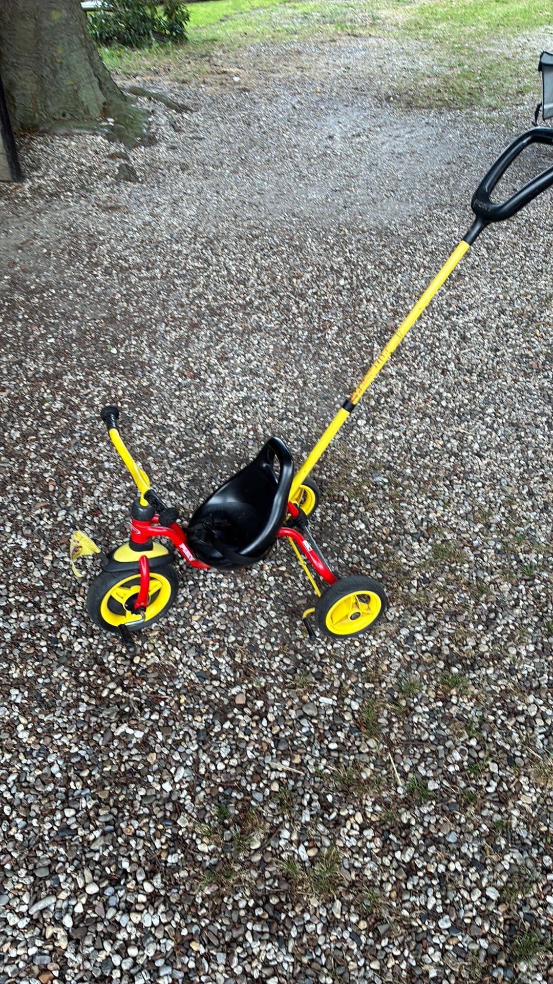 Pucky driewieler, Ophalen, Gebruikt, Terugtraprem, Duwstang