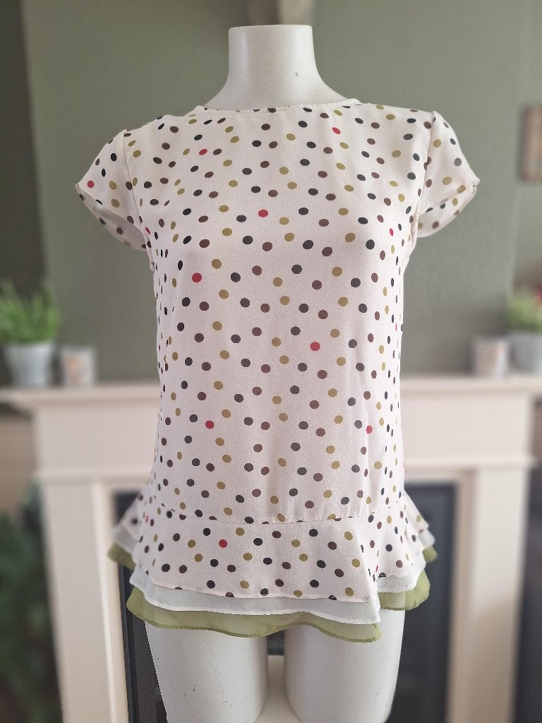 Ted Baker polka dot crème top 1 S 36, Maat 38/40 (M), Overige kleuren, Verzenden, Zo goed als nieuw