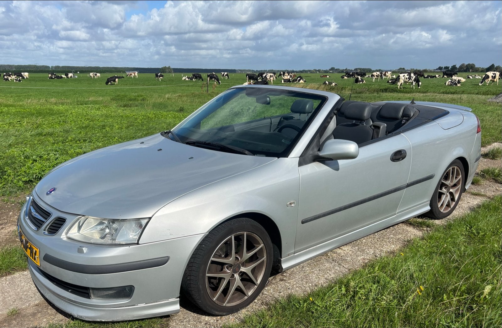 Saab 9-3 2.0 Turbo Aero Cabrio AUT 2004 Grijs, Auto's, 1998 cc, 4 cilinders, Cabriolet, 4 stoelen
