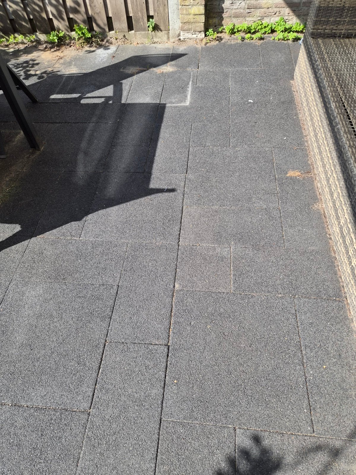Betonnen terrastegels, antraciet, Tuin en Terras, Ophalen, Gebruikt, Rubber, 10 m² of meer