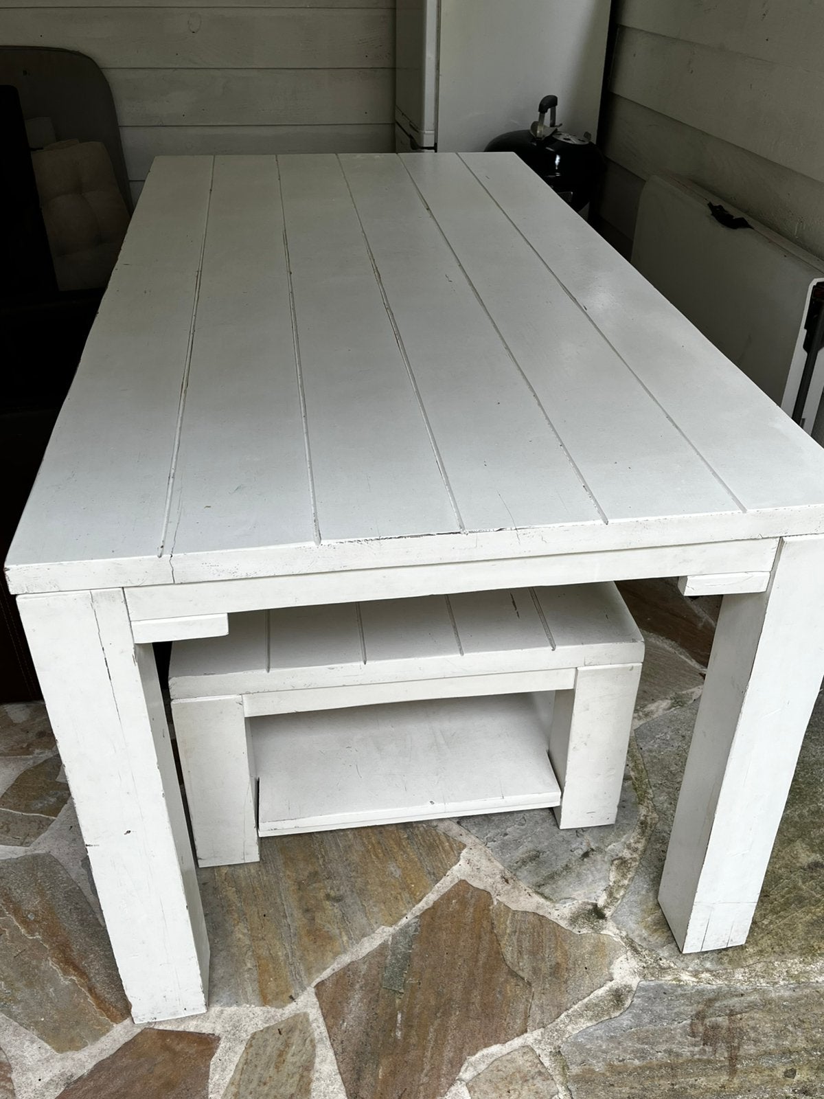 Massief houten eettafel wit Beach style 180x90x78cm, Ophalen