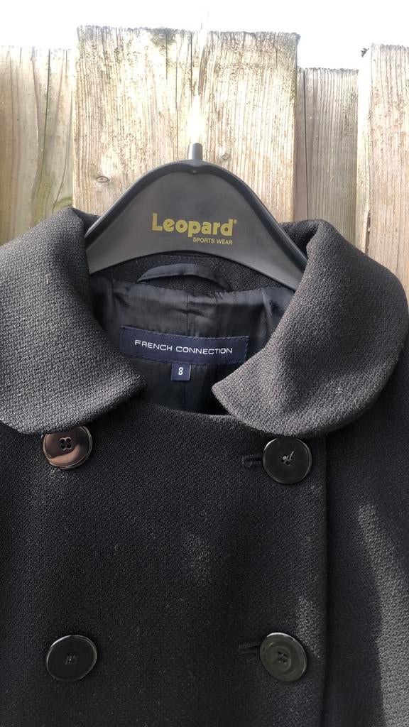 French Connection XS 34 zwarte jas coat, Zwart, Ophalen of Verzenden, Zo goed als nieuw, Maat 34 (XS) of kleiner