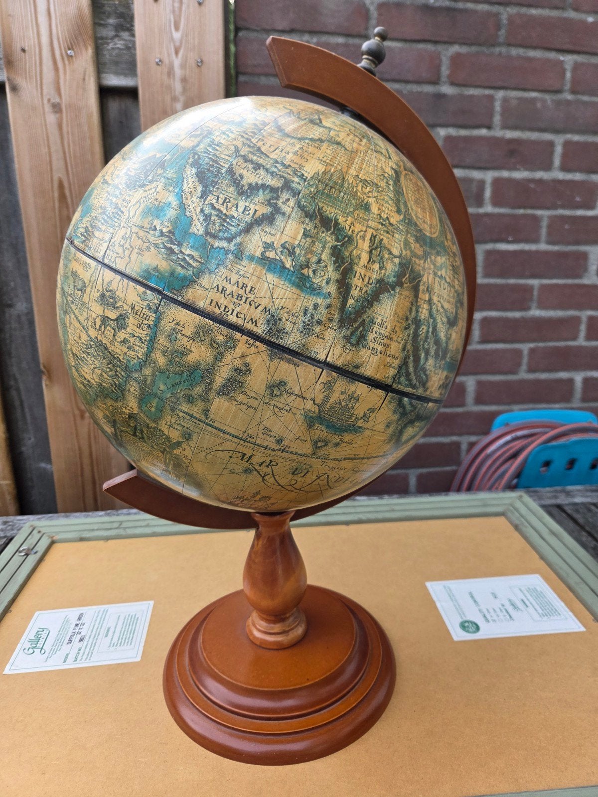 wereldbol, Ophalen, Zo goed als nieuw, 30 cm, Hout